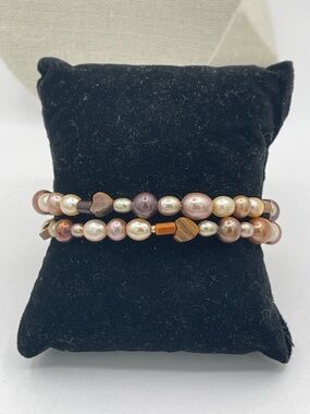 4.21.26-12 Pearl & Tiger’s Eye Wraparound Bracelet Set